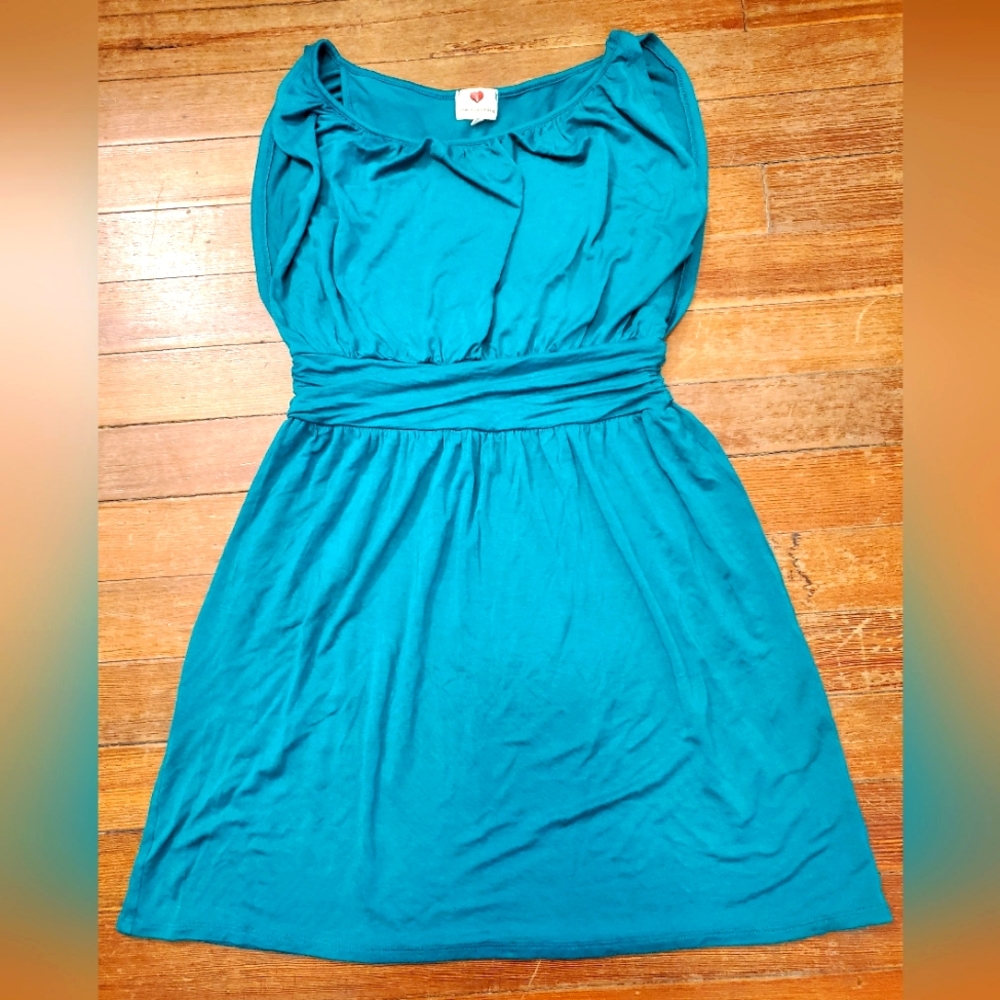 Teal sleeveless mini dress